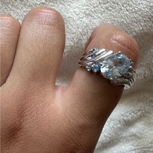 Elegant 925  Silver and Blue Gemstone Ring